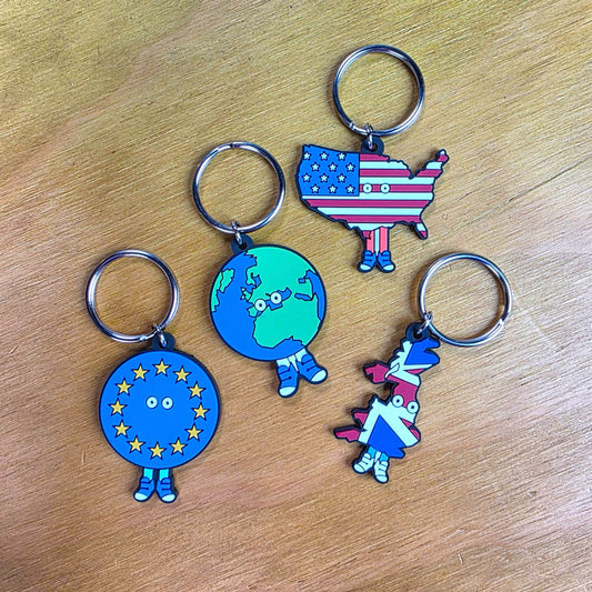 Countries with Shoes Keyring Set