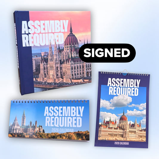Assembly Required (Signed Hardback), Wall Calendar & Desk Calendar Bundle